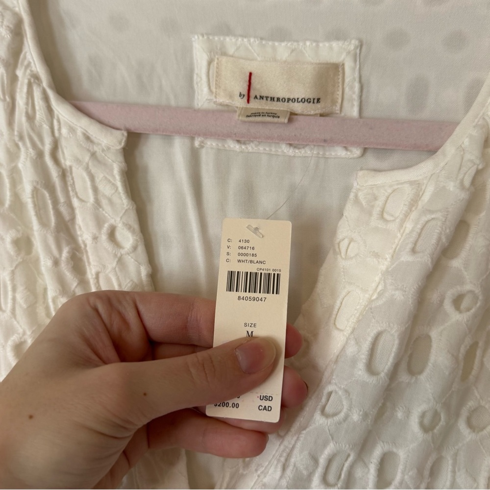 White Anthropologie eyelet midi somerset dress NWT SIZE M - Picture 6 of 6